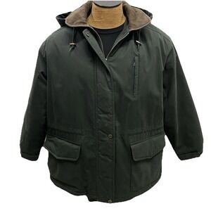 Vtg Westbound II Green Field Jacket Women's 1X Hooded‎ Fleece Lined Chore Coat